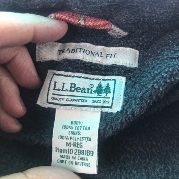 L.L. Bean Fleece Lined Flannel Button Down - Picture 3 of 5